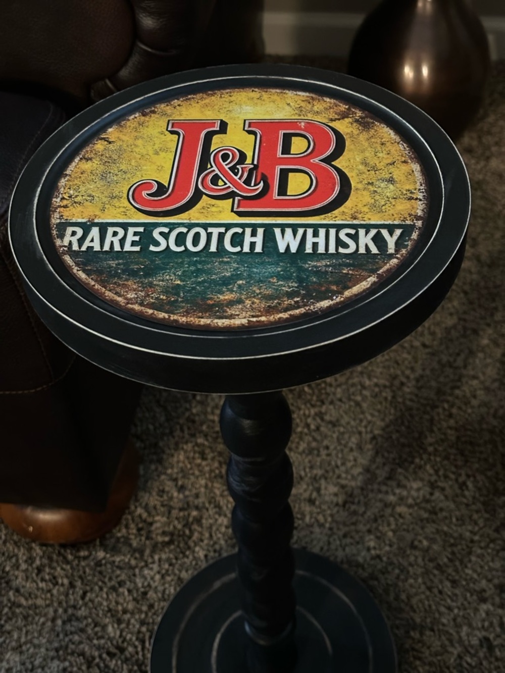 Small Round Drink Table, Whiskey Scotch, Modern Martini Table, Small End Table